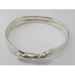 Double Silver Bangle With Twist