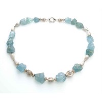 Aquamarine and Silver Beads