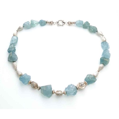 Aquamarine and Silver Beads