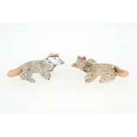 Silver Fox Studs With Red Gold Tails