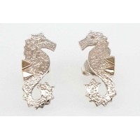 Silver and Gold Sea Horse Studs