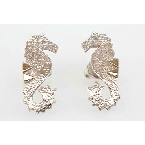 Silver and Gold Sea Horse Studs